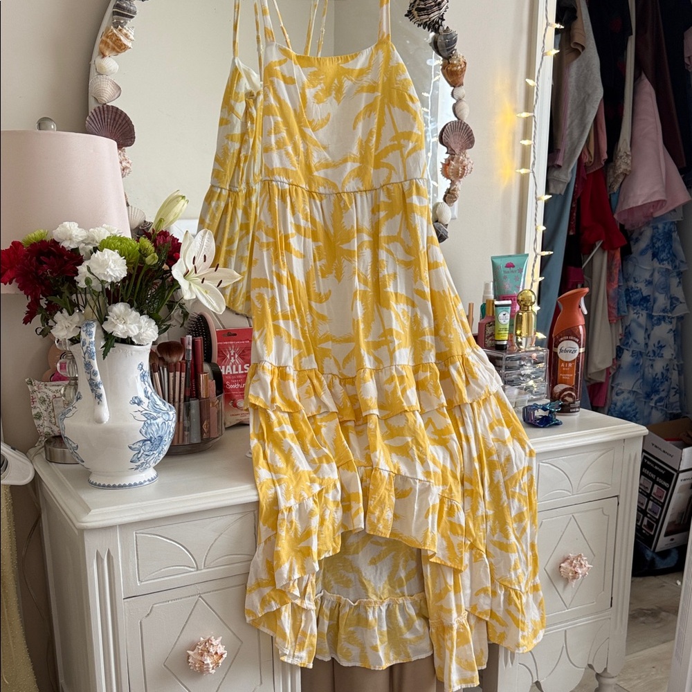 Trixxi Yellow and White High Low Dress